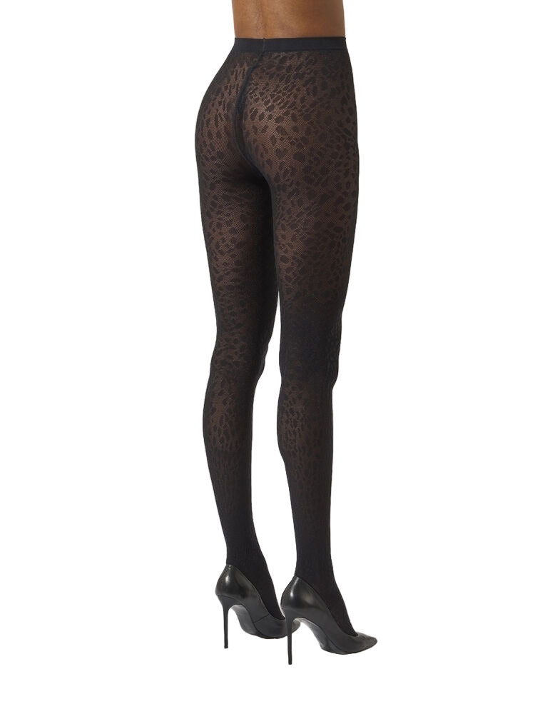 Wolford Patterned Patera tights with a black leopard design