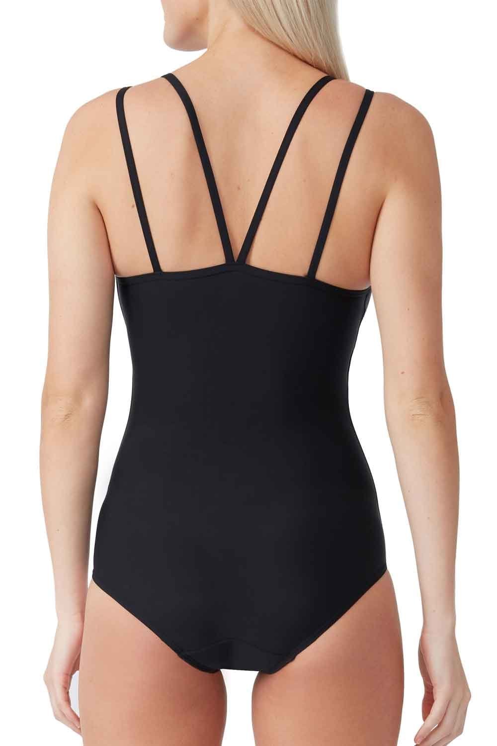 Period teens one piece  swimsuit with thin straps on a white background
