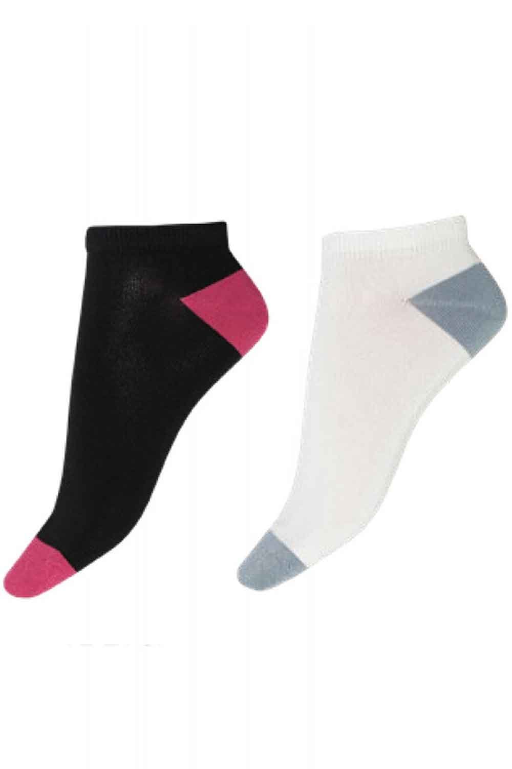 Plain Heel Toe Bamboo Trainer Liner Socks 2PP EYC7