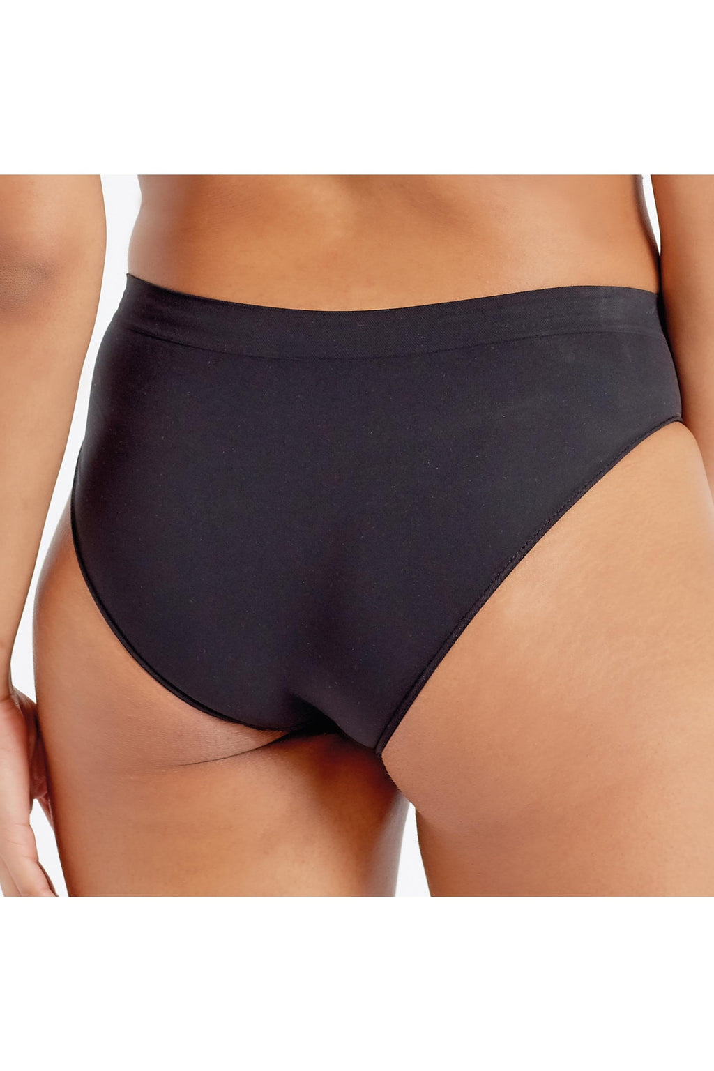 Black seamfree briefs on a white background