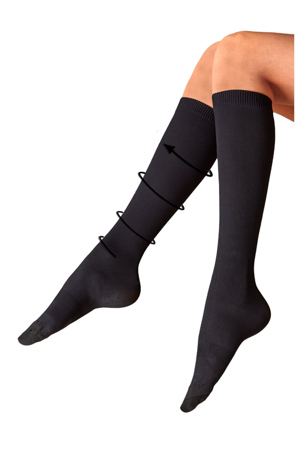 Pretty Legs ribbed compression socks on a white background