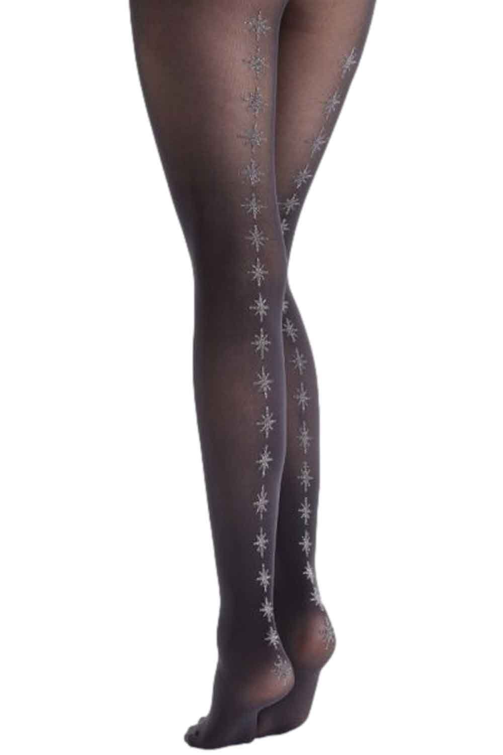Black tights with star patterns on a white background