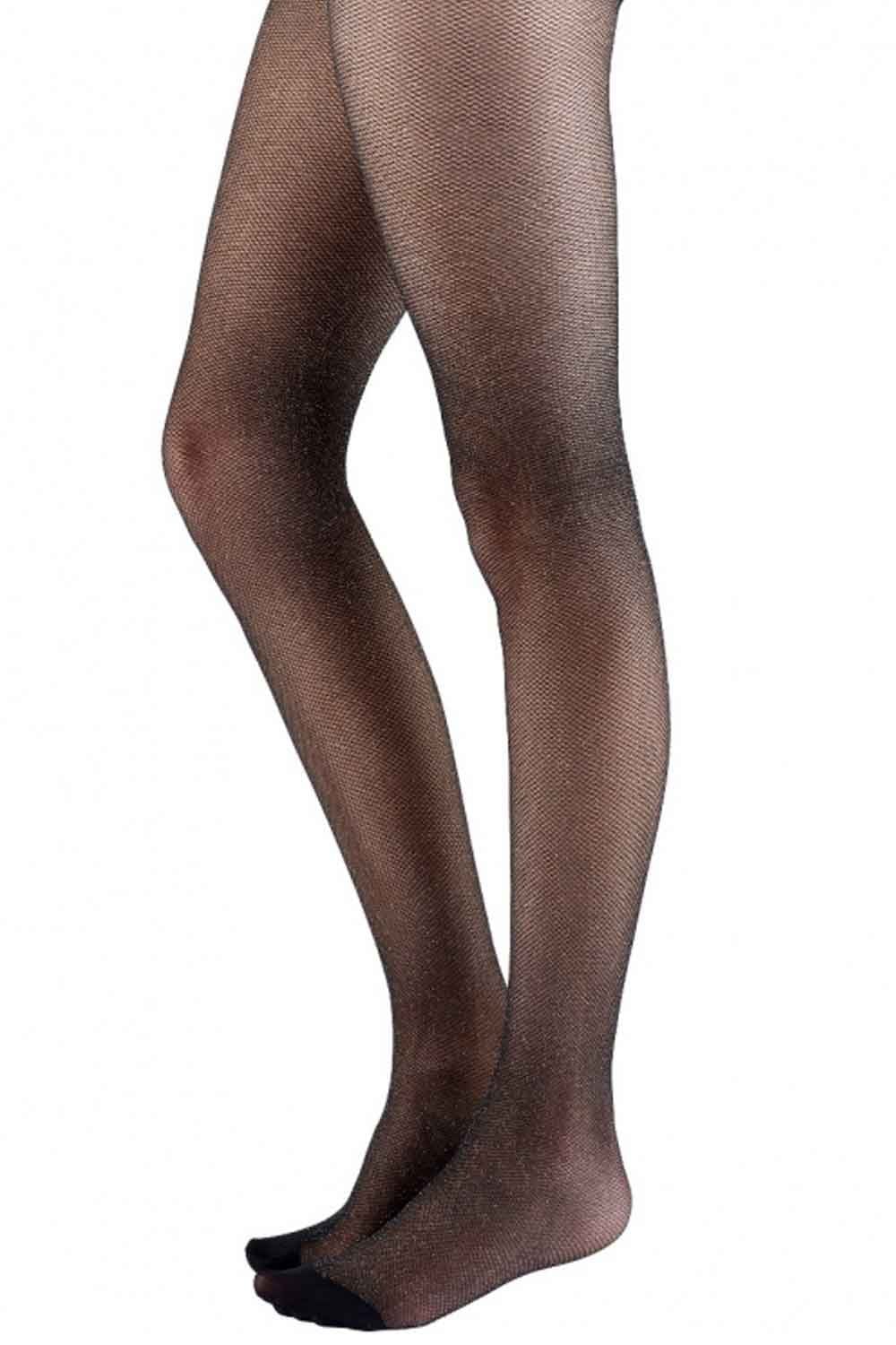 Black Silver Sparkle Fishnet Tights AYK8