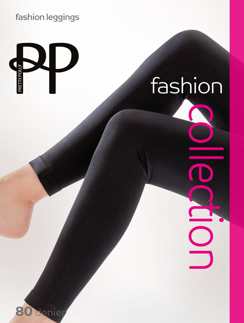 Black leggings with  Fashion logo and text on a white background