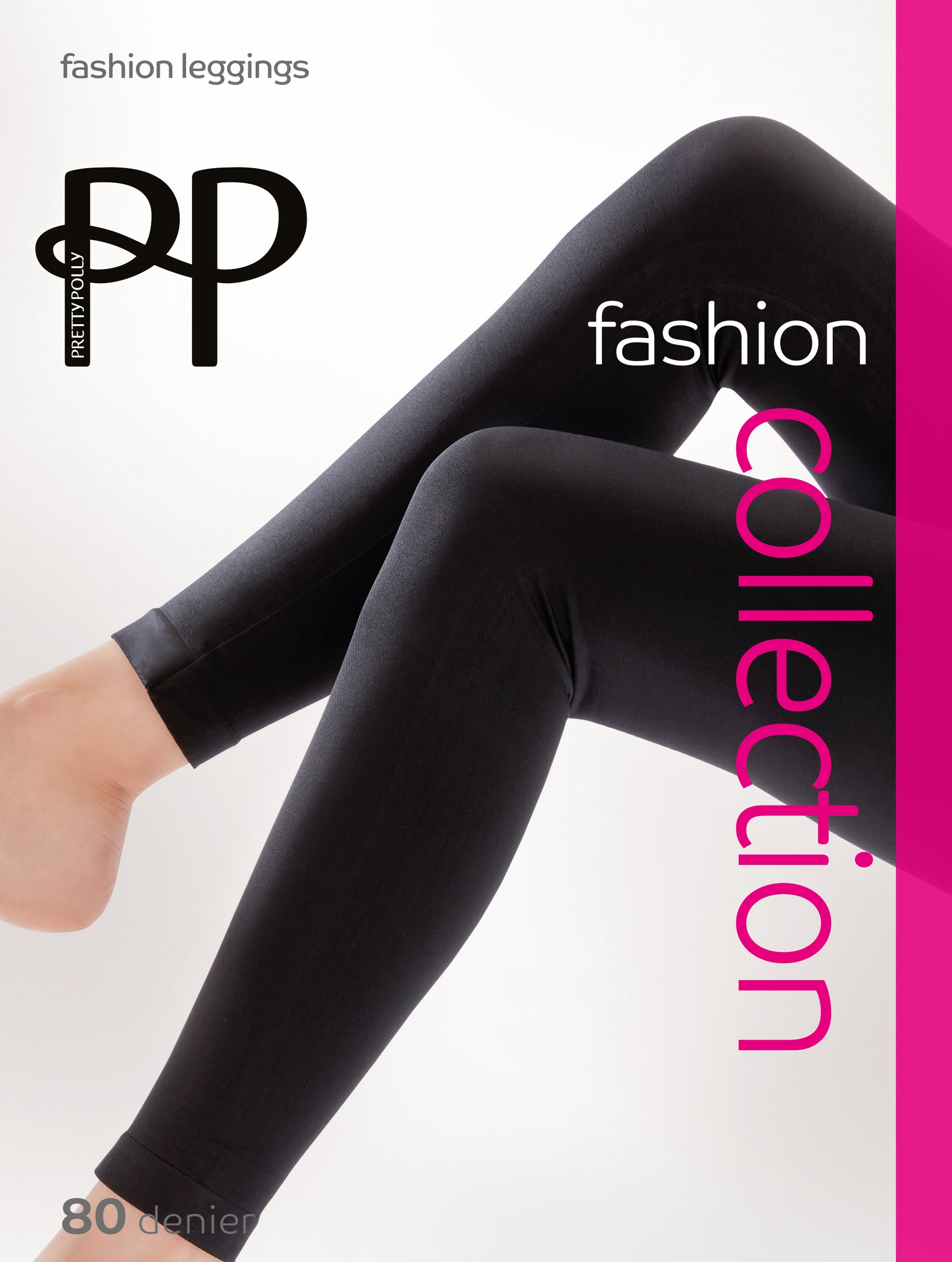 Black leggings with  Fashion logo and text on a white background