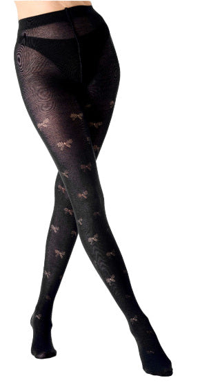 Black tights with bow design by pretty polly