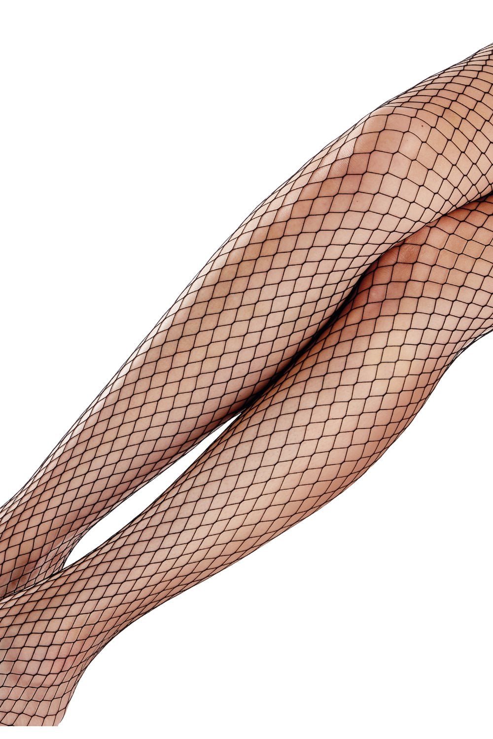Black fishnet tights on a white background