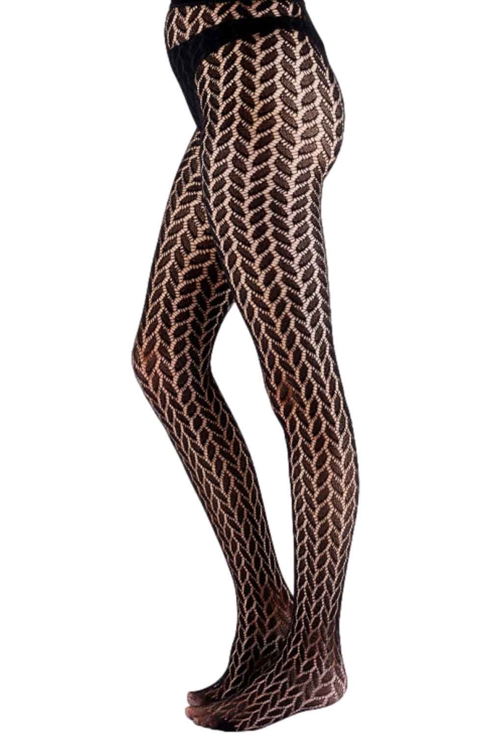 Leaf Pattern Net Tights AYK7