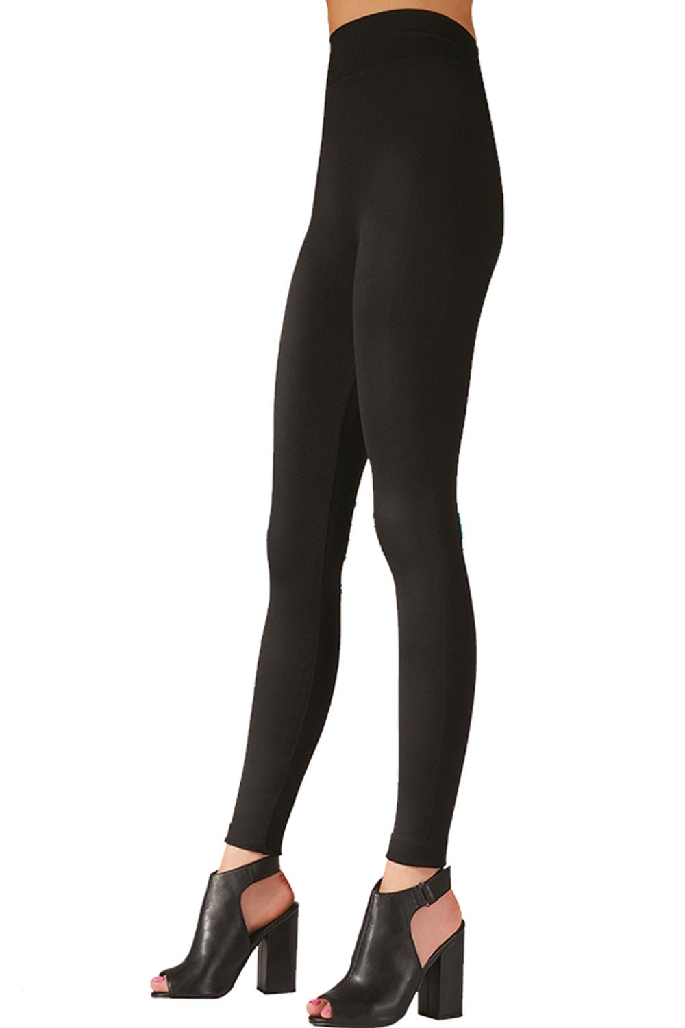 Black leggings worn by a person on a white background