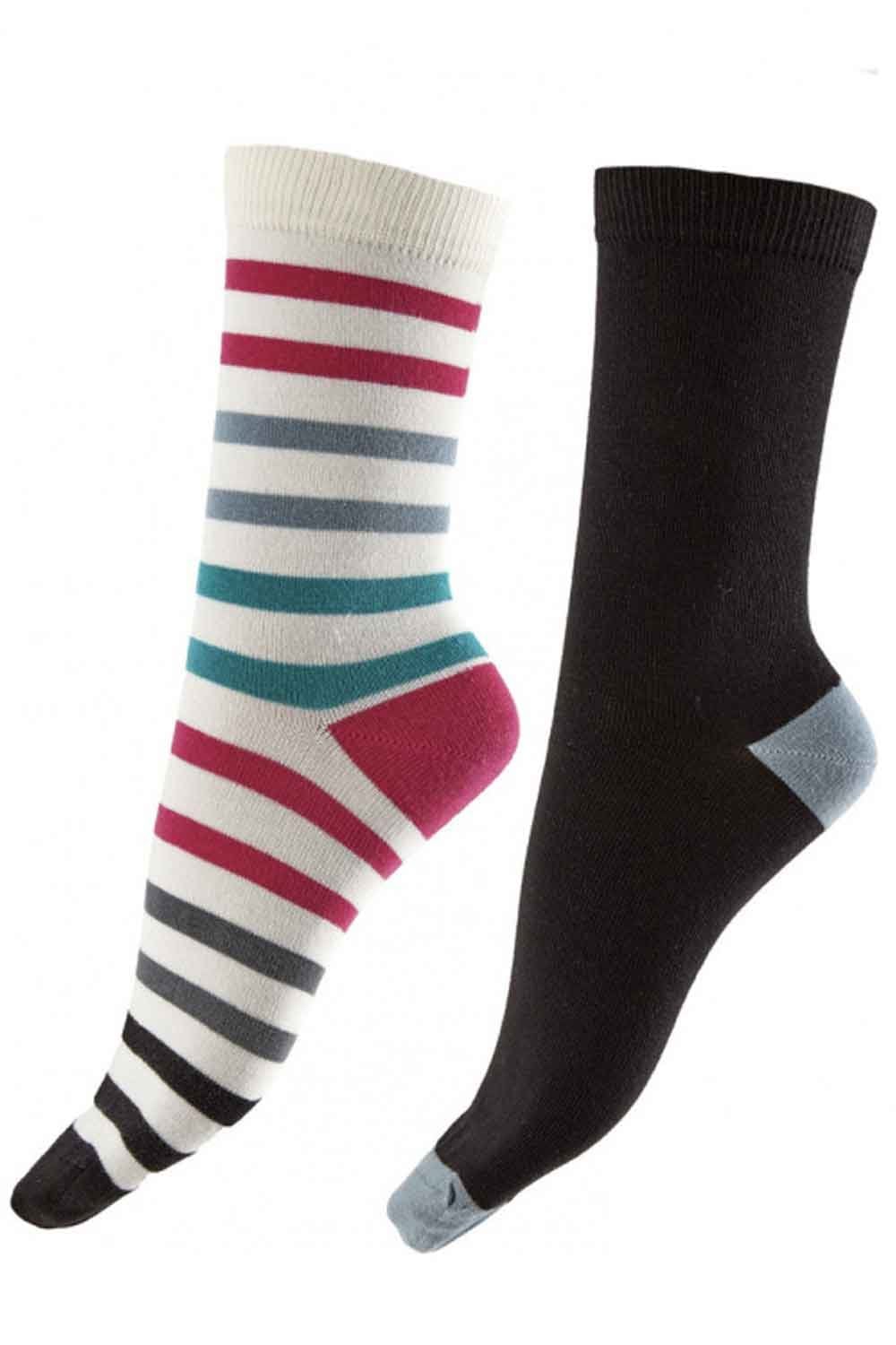 Stripe Plain Bamboo Socks 2PP EYC6