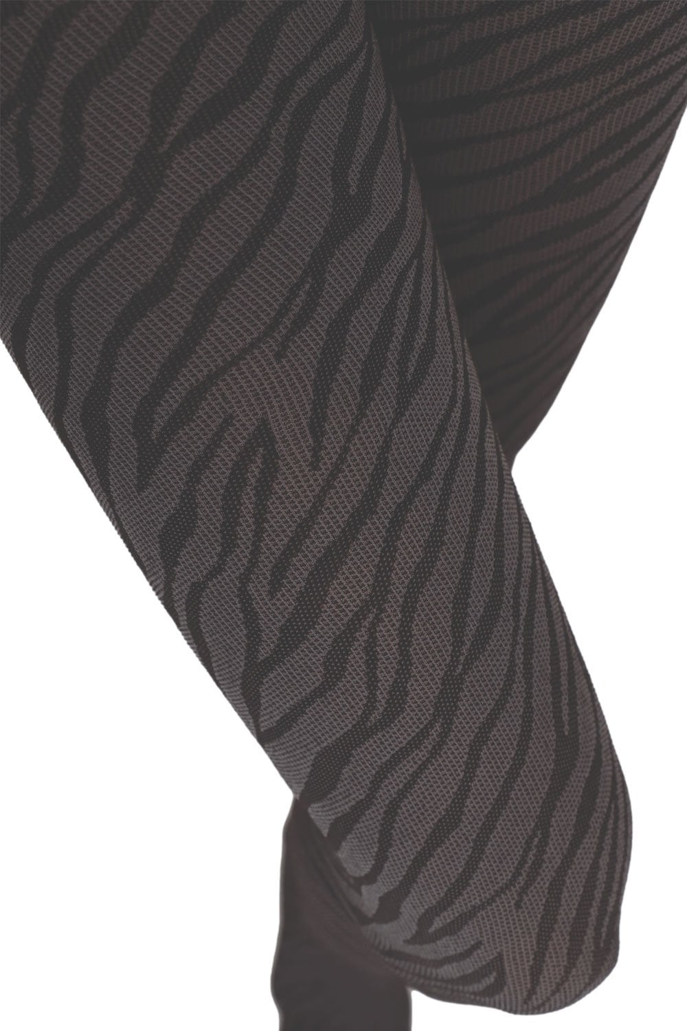 Grey patterned serpent tights on a white background