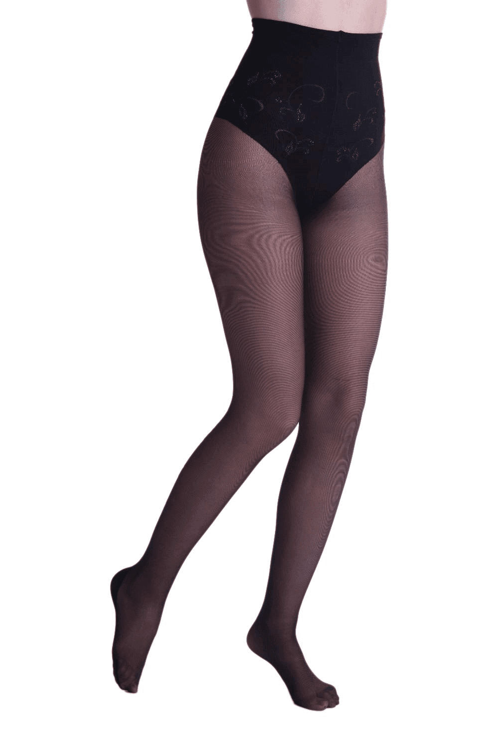 Model wearing Trasparenze serenity tights on a white background