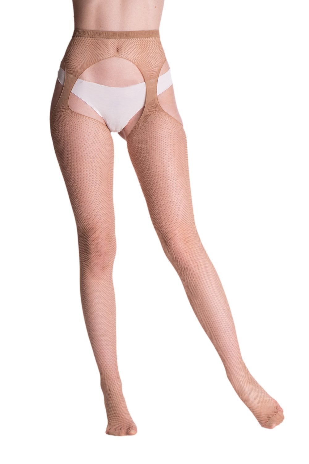 Silene strip panty fishnet tights worn by a person on a white background