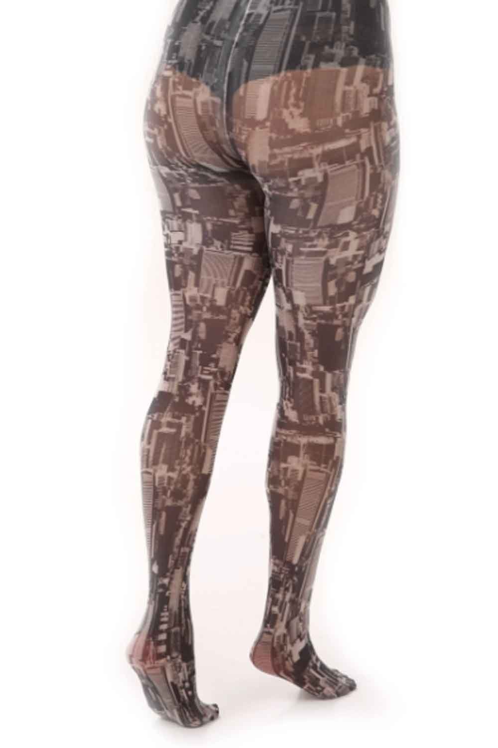 Skyline printed  tights on a white background