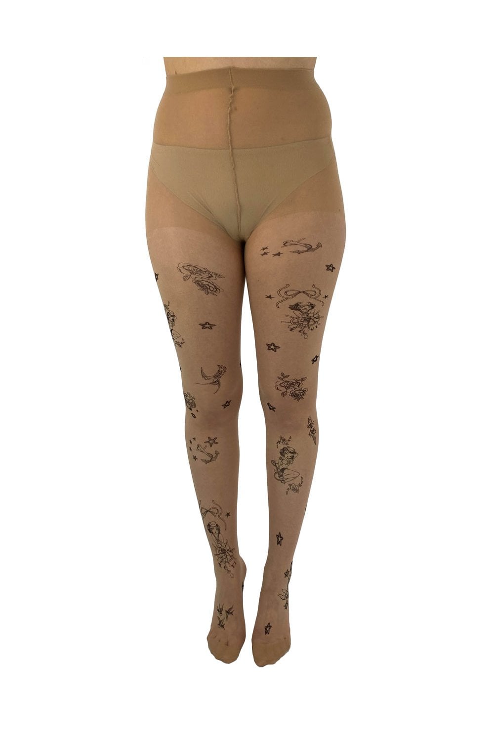 Tattoo sailor patterned tights  on a white background