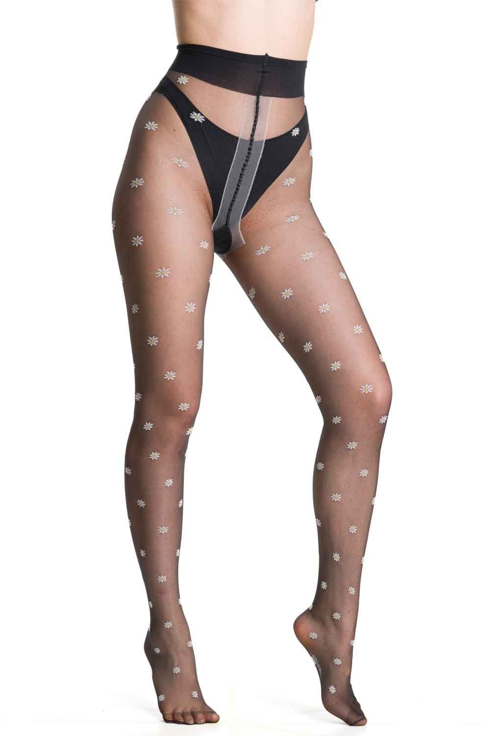 Trasparenze millibar daisy tights on a white background