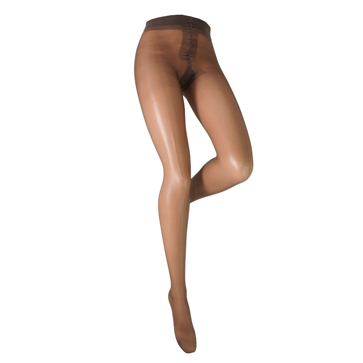 Cappuccino coloured tights  worn by a model on a white background