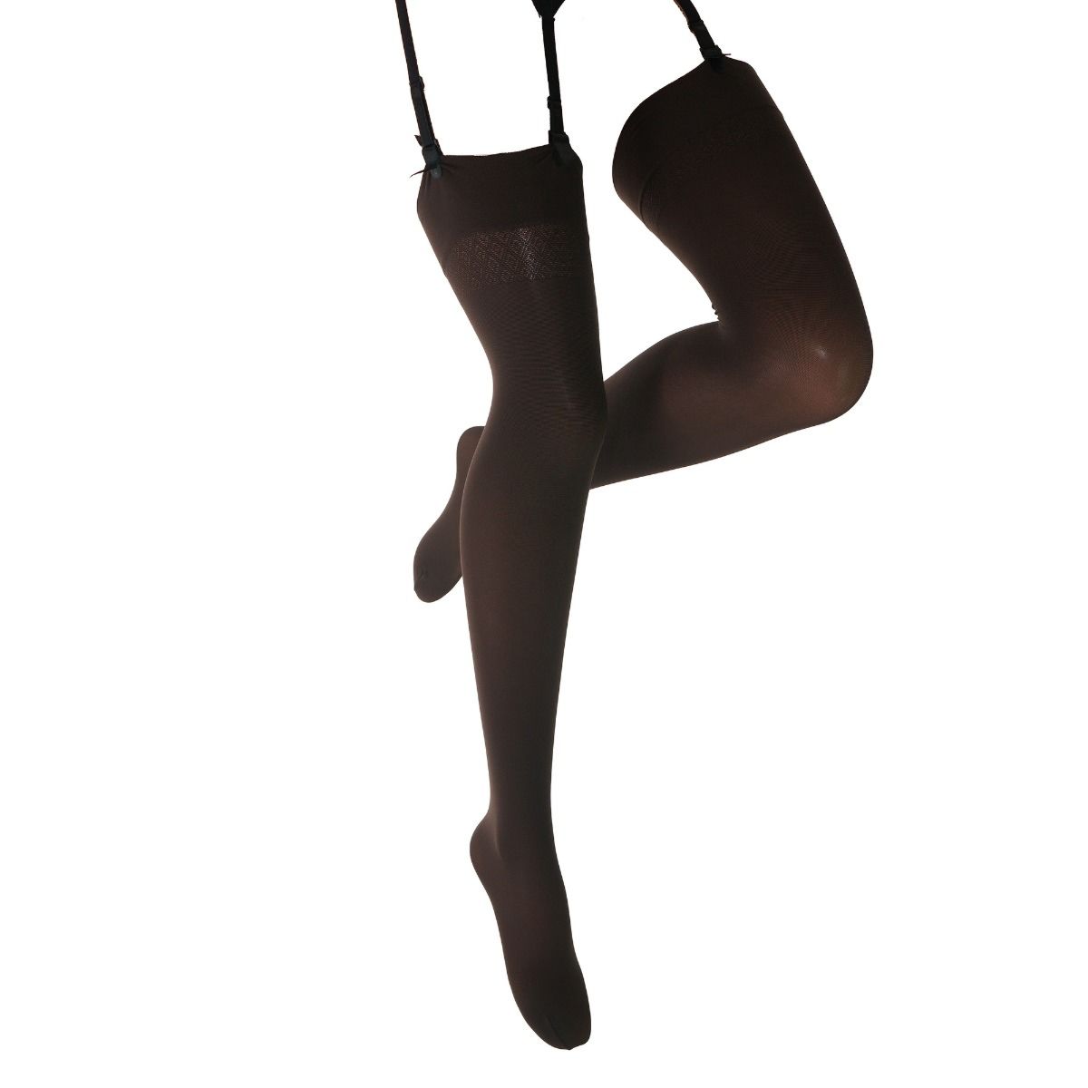 Marrone stockings  hanging against a white background