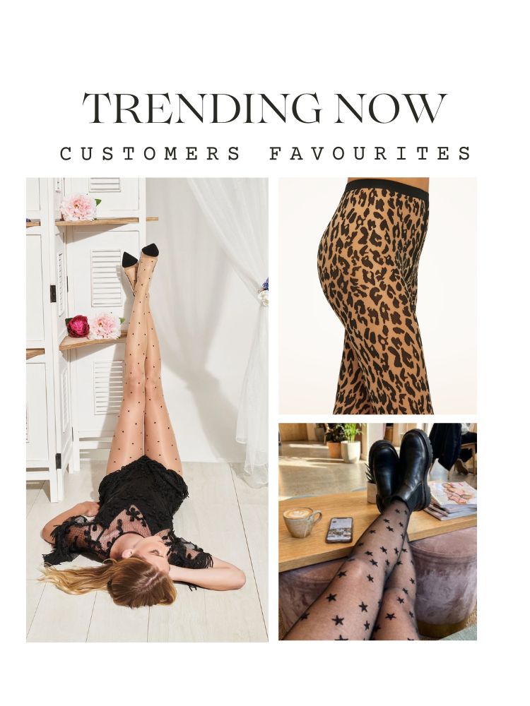 Trending tights including polka dots, leopard print and star tights