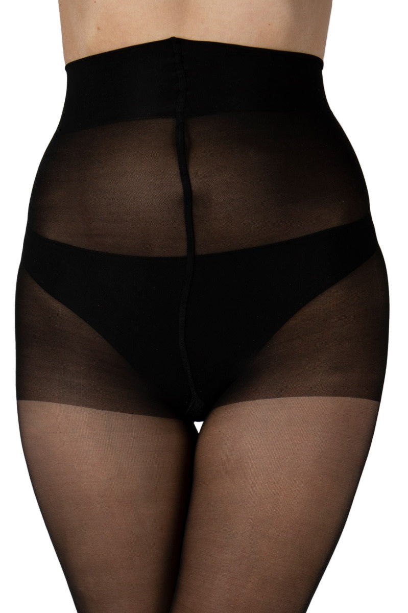 Black sheer tights on a white background