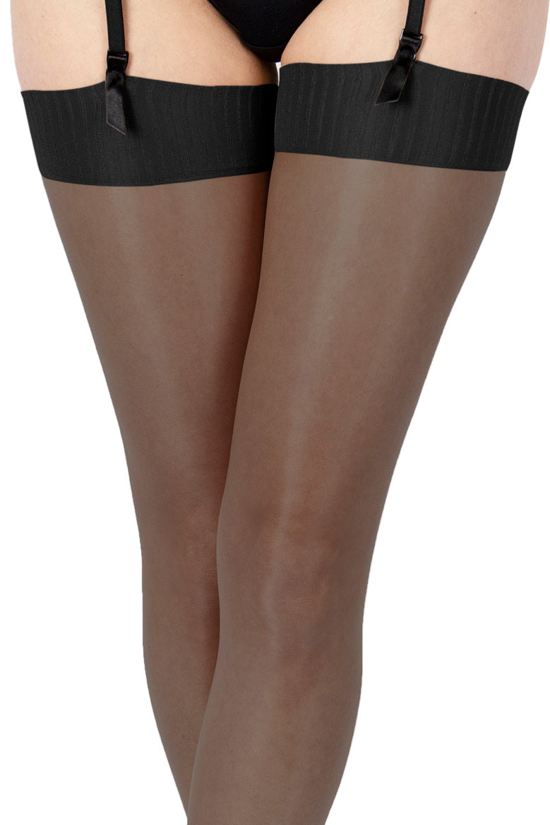 Black stockings with suspenders on a white background