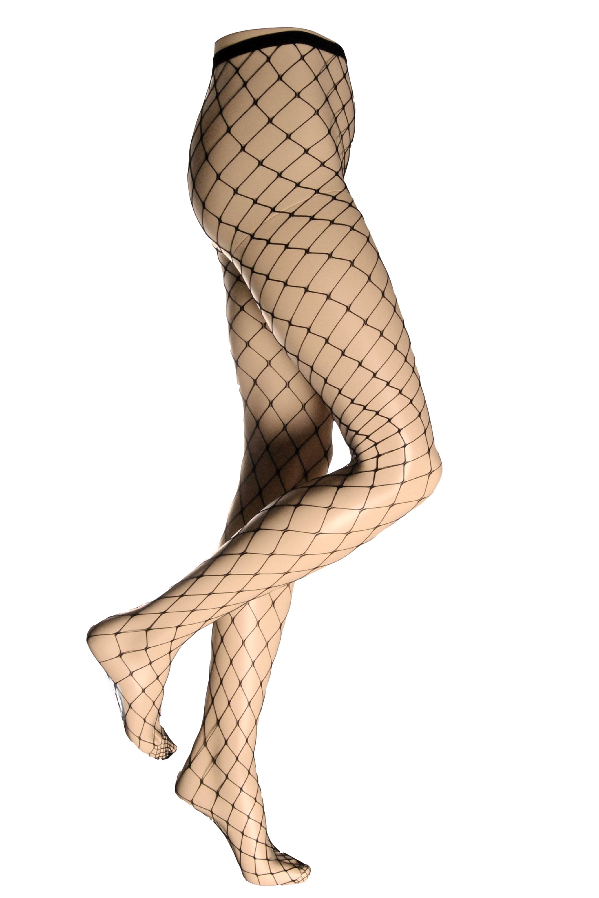 Silky whale net tights on a white background