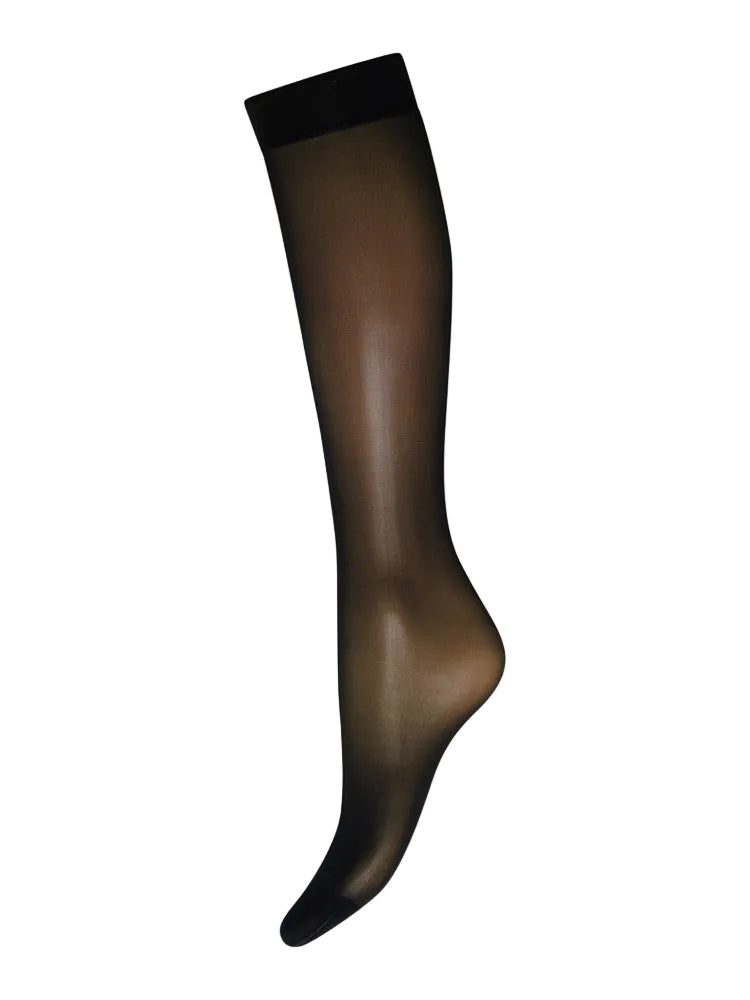 Wolford black knee-high sock on a white background
