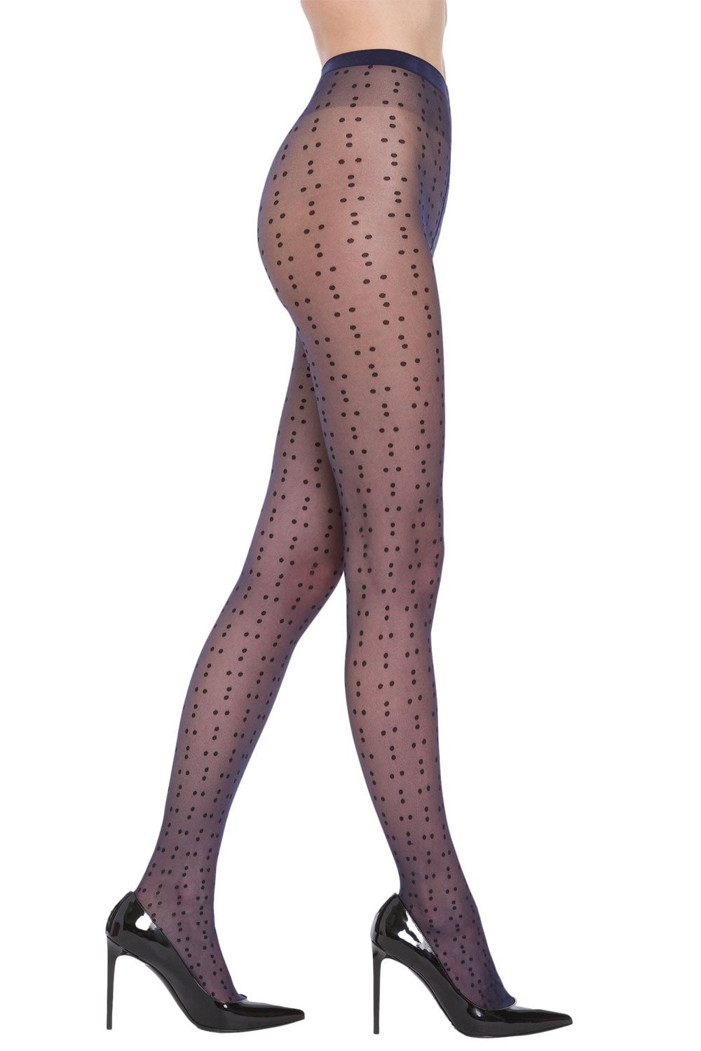 Wolford black playful dot tights on a white background