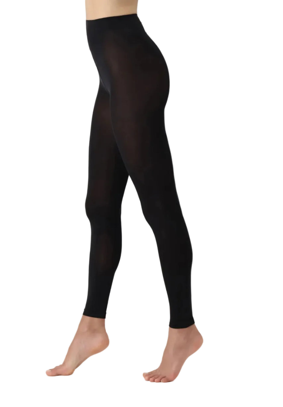 Black leggings worn by a person on a white background