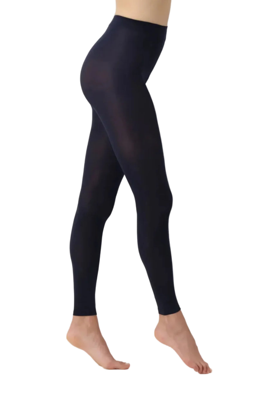 dark navy leggings worn by a person on a white background with Lycra logo.