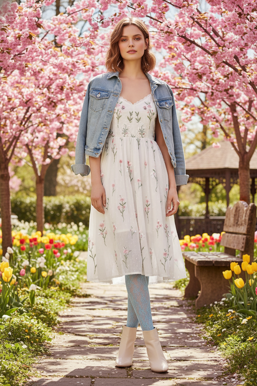 oroblu lace blue rosy net tights on model spring background