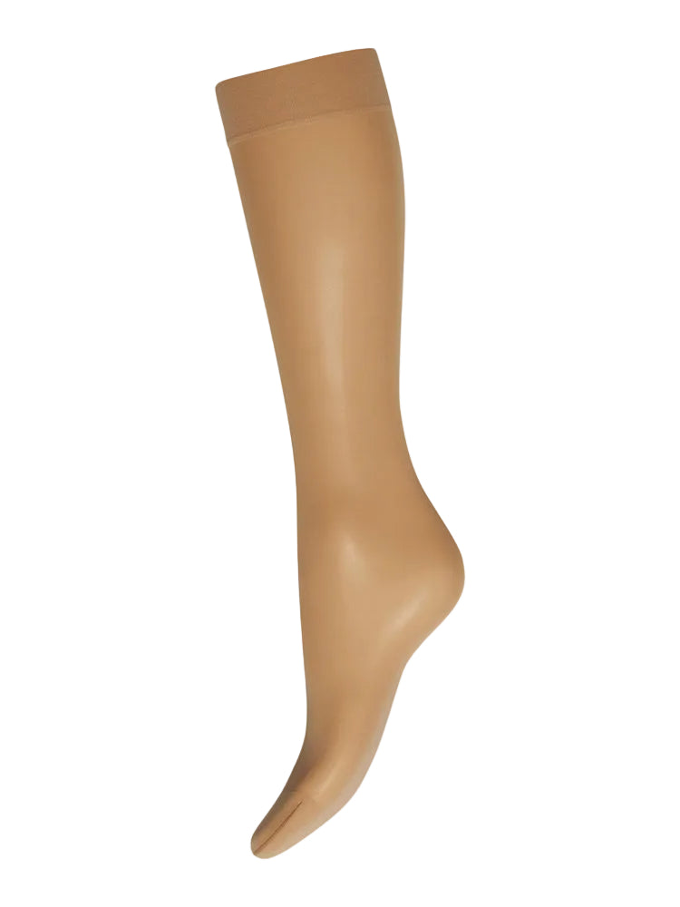 Beige knee-high sock on a white background