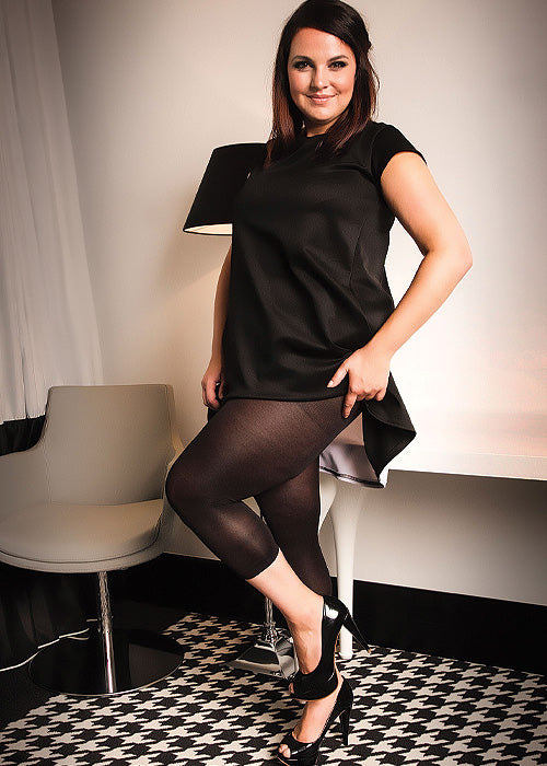 Glamory footless black tights worn by model