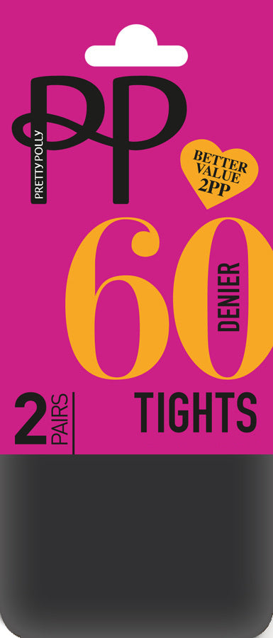 60 Denier Black Opaque Tights 2 Pair Pack ERM5