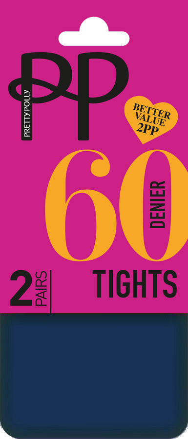 60 Denier Black Opaque Tights 2 Pair Pack ERM5